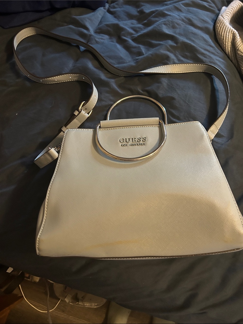 GUESS light blue Structured Satchel with Ring Handle